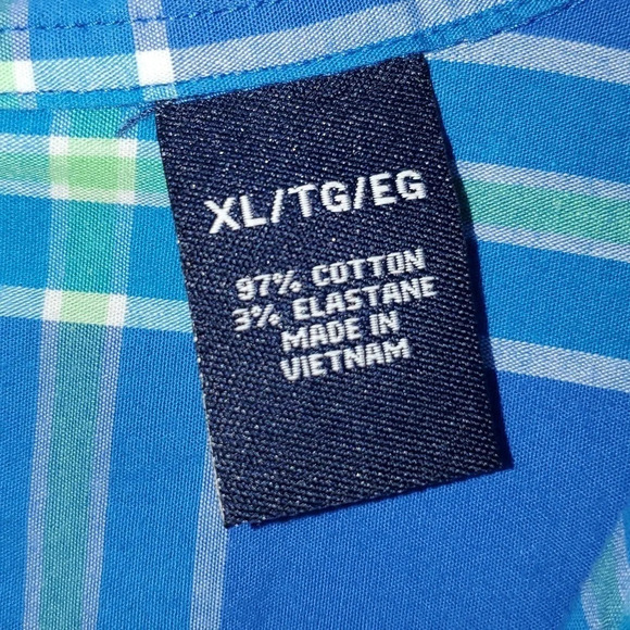 Chaps Button Down Shirt Men XL Stretch Poplin Green Blue Plaid Size XL - Picture 4 of 7